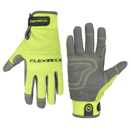 LEGACY Flexzilla? Garden General Purpose Gloves, Synthetic Leather, Gray/ZillaGreen?, For Women, L GH202L